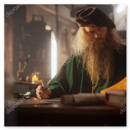 Mano escribiendo notas históricas en escritorio