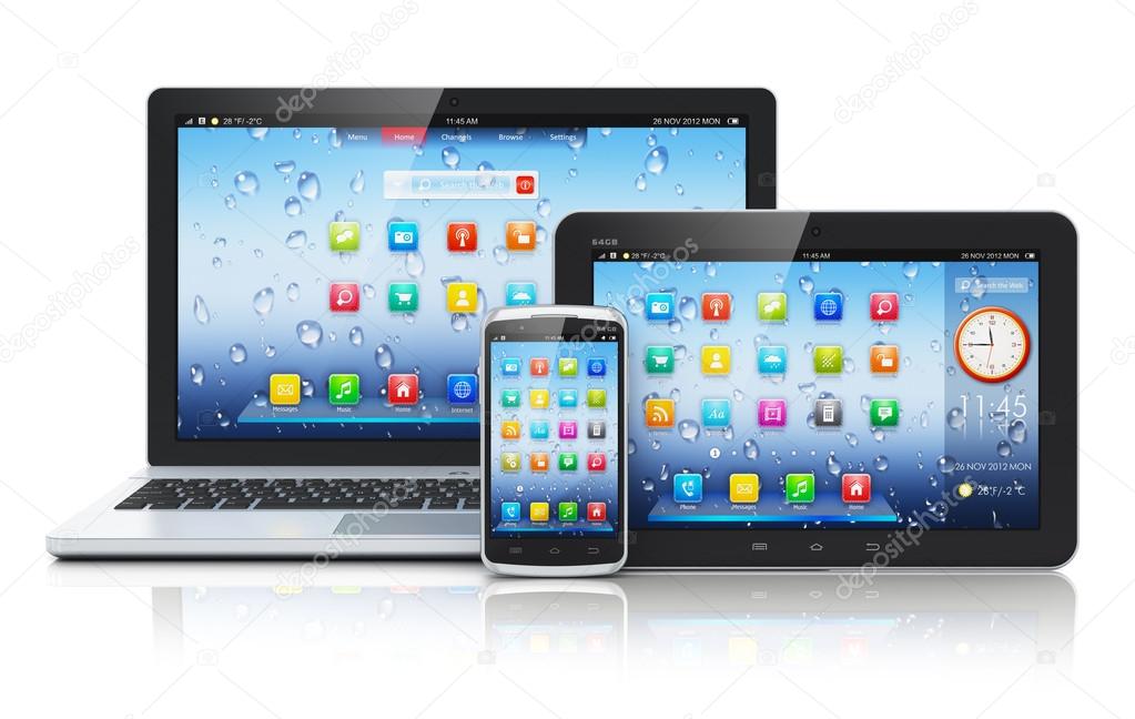 Iconos de smartphone y laptop